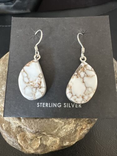 Navajo Wild Horse Turquoise Dangle Earrings | Sterling Silver | Authentic Native American Handmade | 15740
