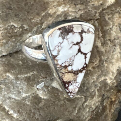 Men's and Women's Wild Horse Turquoise Ring | Navajo Sterling Silver | Sz 7 | Authentic Native American Handmade | 17355 - Masha USA