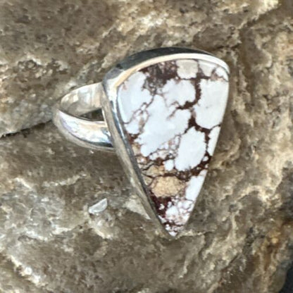 Men's and Women's Wild Horse Turquoise Ring | Navajo Sterling Silver | Sz 7 | Authentic Native American Handmade | 17355 - Masha USA