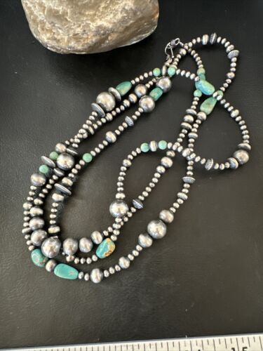 Navajo Pearls Royston Turquoise Necklace | Sterling Silver | Mixed Beads | 48" | 15990