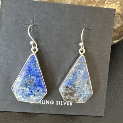 Blue Denim Lapis Dangle Earrings | Sterling Silver | 1" | 15805 - Masha USA