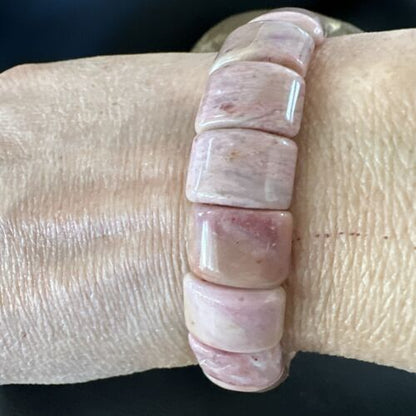 Navajo Pink Rhodochrosite Stretch Bracelet | Authentic Native American Handmade | 16977