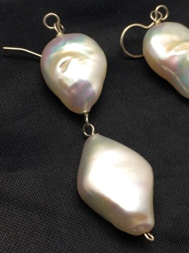 Handmade Sterling Silver Pearl Dangle Earrings | 1.5" | 03080