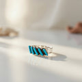 Zuni Blue Turquoise Needle Point Ring | Authentic Native American Sterling Silver | Multi-Stone | Sz 7 | 15397