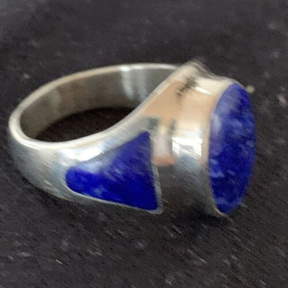 Navajo Blue Lapis Lazuli Inlay Ring | Sterling Silver | Sz 11 | Authentic Native American Handmade | 1457