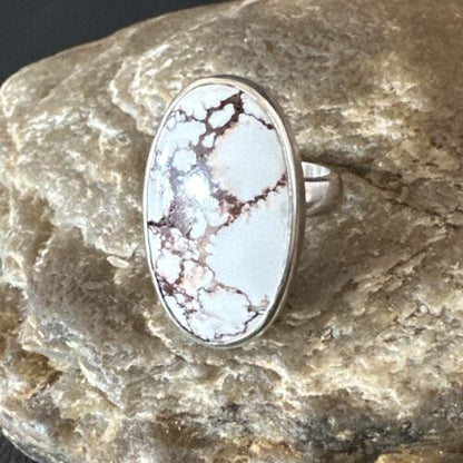 Navajo Wild Horse Turquoise Ring | Sterling Silver | Sz 6.5 | Authentic Native American Handmade | 17277