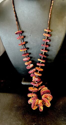 Navajo Purple Spiny Oyster Shell Graduated Necklace | Sterling Silver | 28" | Authentic Native American Handmade | 17175