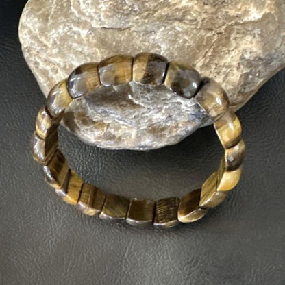 Native American Tigers Eye Stone Stretch Bracelet | Authentic Handmade | 16256