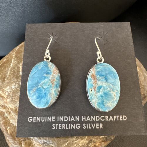 Blue Denim Lapis Dangle Earrings | Sterling Silver | 1" | 15798