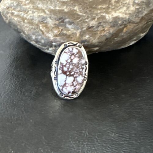 Navajo Wild Horse Turquoise Ring | Sterling Silver | Sz 7.5 | Authentic Native American Handmade | 16469
