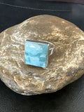 Navajo Blue Larimar Ring | Sterling Silver | Sz 8 | Authentic Native American Handmade | 17589