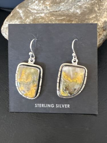 Navajo Bumblebee Jasper Earrings | Sterling Silver | Authentic Native American Handmade | 15825