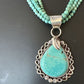 Blue Turquoise Pendant | Navajo Pearls | Sterling Silver Bead Necklace 17" | Multi-Strand | 15993