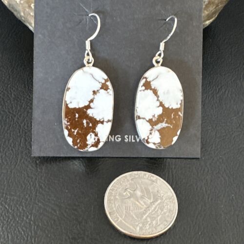 Navajo Wild Horse Turquoise Dangle Earrings | Sterling Silver | Authentic Native American Handmade | 15744