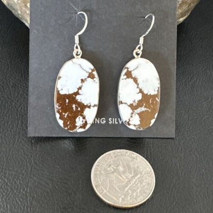Navajo Wild Horse Turquoise Dangle Earrings | Sterling Silver | Authentic Native American Handmade | 15744