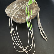 Navajo Green Gaspeite Heishi Bead Necklace | 5 Strand | Sterling Silver | 25" | 15133