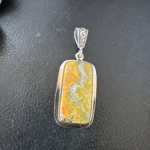 Navajo Bumblebee Jasper Pendant Necklace | Sterling Silver | Authentic Native American Handmade | 15964