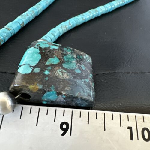 Navajo SpiderWeb Turquoise Heishi Pearls Necklace | Sterling Silver | 20" | Authentic Native American Handmade | 17097
