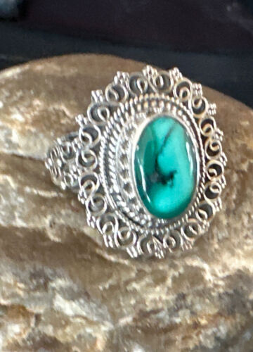Navajo Green Turquoise Ring | Sterling Silver | Sz 11 | Authentic Native American Handmade | 15507