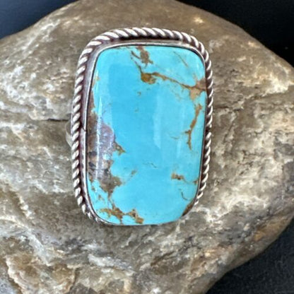 Men's Blue Turquoise #8 Navajo Ring | Sterling Silver | Sz 10.5 | 16637