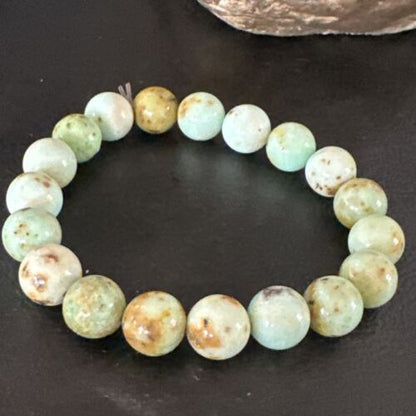 Women's Green Turquoise Stretch Bracelet | 10mm Stone | 7" | 15242