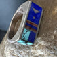 Men's Navajo Inlay Ring | Sterling Silver Lapis Blue Spiderweb Turquoise | Sz 8 | 15915