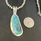 Men's Blue Spiderweb Turquoise Pendant Necklace | Navajo Sterling Silver | Authentic Native American Handmade | 14971