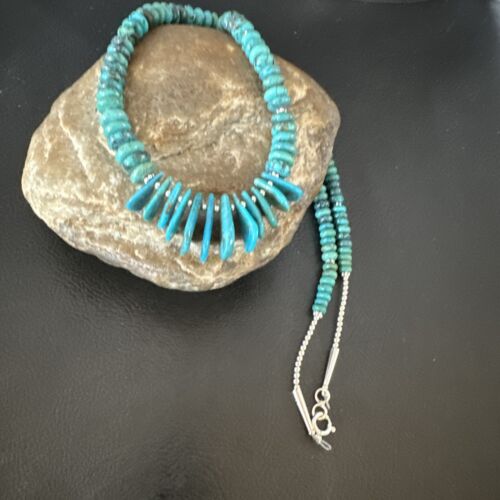 Men's Navajo Blue Turquoise Necklace | Sterling Silver | 20" | Authentic Native American Handmade | 15770