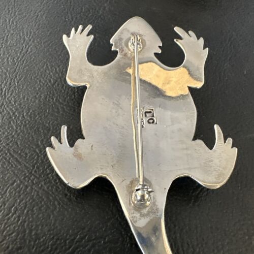 Navajo Royston Green Turquoise Horny Toad Pin | Handmade Stamped | Authentic Native American | LC 15496