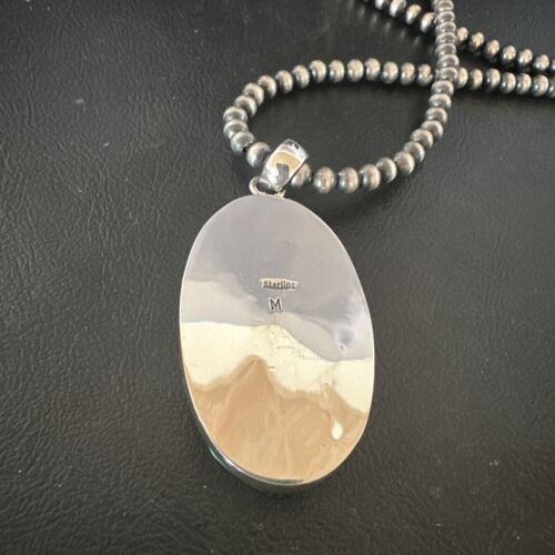 Navajo Blue Kingman Turquoise Pendant Necklace | Sterling Silver | 20" | Authentic Native American Handmade | 16694