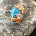Navajo Turquoise Spiny Oyster Ring | Sterling Silver | Sz 8 | Authentic Native American Handmade | 16620