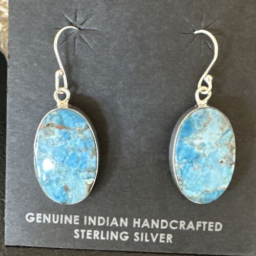 Southwestern Blue Denim Lapis Dangle Earrings | Sterling Silver | 1" | 15797