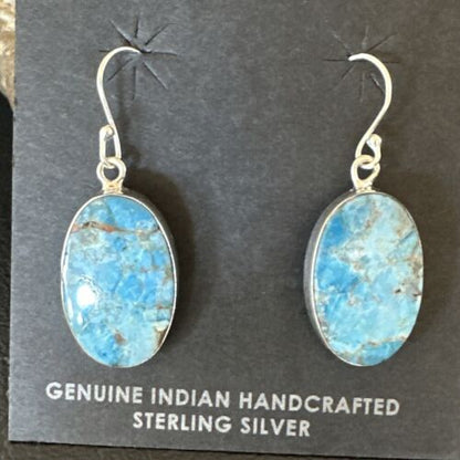 Southwestern Blue Denim Lapis Dangle Earrings | Sterling Silver | 1" | 15797