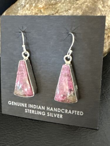 Purple Mojave Turquoise Dangle Earrings | Sterling Silver | Authentic Native American Handmade | 15788