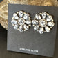 Women's Cluster White Buffalo Turquoise Earrings | Navajo Sterling Silver | Authentic Native American Handmade | 16343