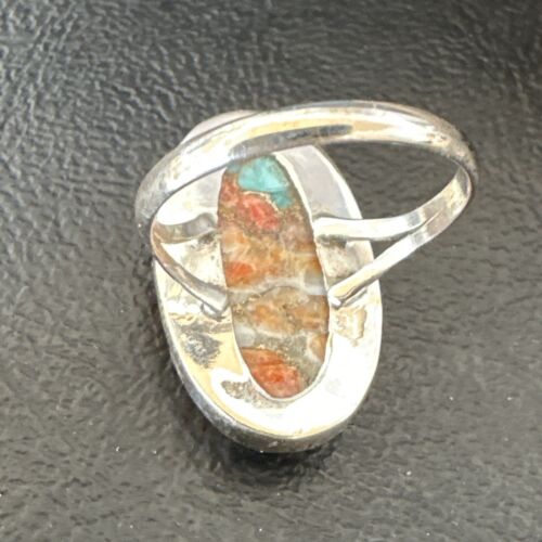 Navajo Turquoise Spiny Oyster Ring | Sterling Silver | Sz 8 | Authentic Native American Handmade | 16615 - Masha USA
