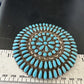 XXL Navajo Blue Turquoise Needle Point Wheel Pin Pendant | Sterling Silver | Authentic Native American Jewelry | 15155