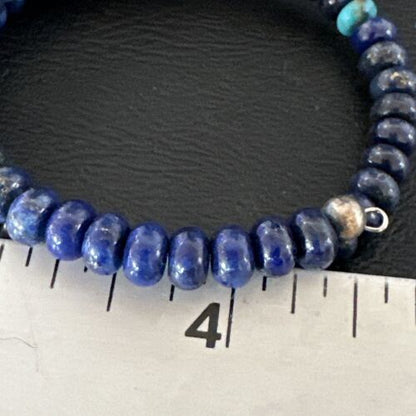 Navajo Lapis Turquoise Heishi Bracelet | Stainless Steel Memory Wire 6mm | Authentic Native American Handmade | 17614