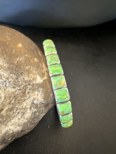 Navajo Green Mojave Turquoise Cuff Bracelet | Sterling Silver | Authentic Native American Handmade | 16900