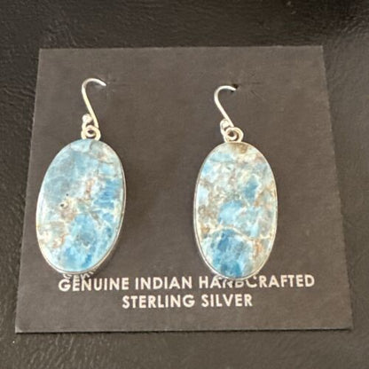 Blue Denim Lapis Dangle Earrings | Sterling Silver | 1" | 15792