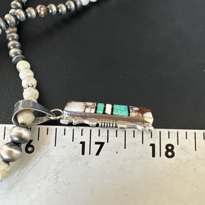 Women's Navajo Sterling Silver Wild Horse Opal Pendant Necklace | Multi-Stone | 15812 - Masha USA