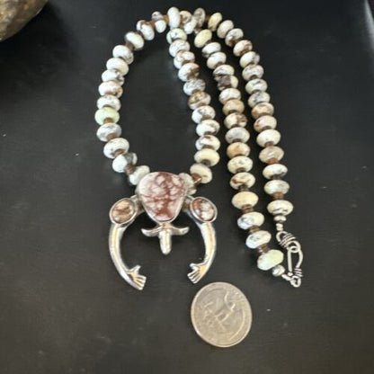 Men's Navajo Wild Horse Naja Necklace Pendant | Sterling Silver | Authentic Native American Handmade | 15293
