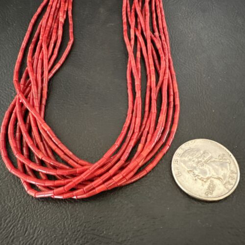 Red Apple Coral Heishi 10-Strand Necklace | Liquid Sterling Silver | 18" | 16913