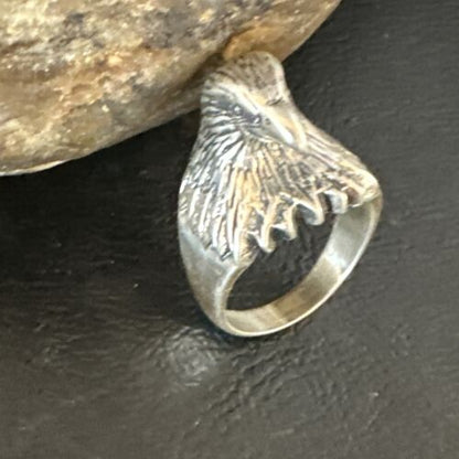 Men's Eagle Head Ring | Navajo Sterling Silver | Sz 8.5 | Authentic Native American Handmade | 15386