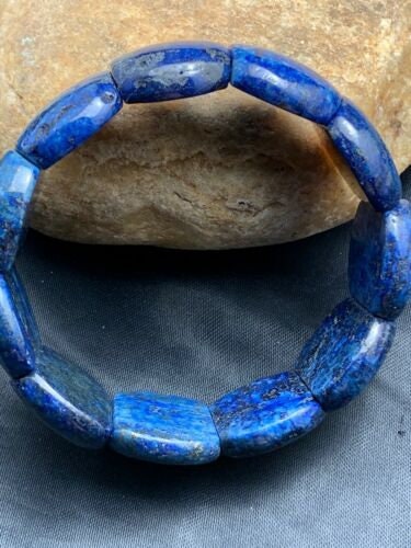 Navy Blue Lapis Stone Stretch Bracelet | 7.25" Stretchable | Authentic Native American Handmade | 4601