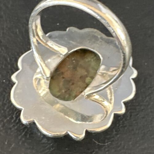 Navajo Green Spiderweb Turquoise Ring | Sterling Silver | Sz 10.5 | Authentic Native American Handmade | 15503