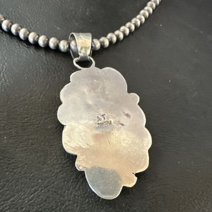 Navajo Pearls Black Onyx Necklace Pendant | Sterling Silver | Authentic Native American Handmade | 16531