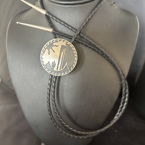 Native American Handmade Men's Bolo Tie | Hopi Sterling Silver | 14323