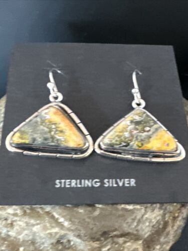 Navajo Bumblebee Jasper Earrings | Sterling Silver | Authentic Native American Handmade | 15836