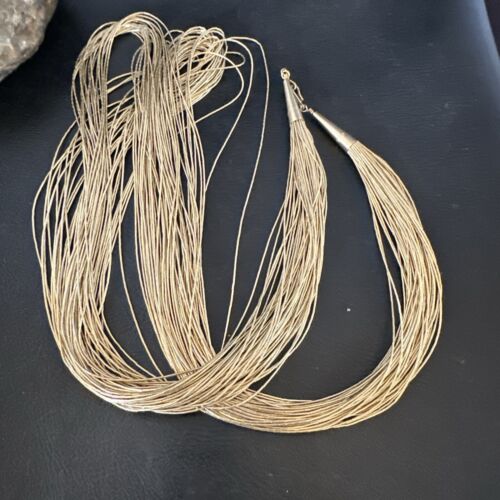 Gold Filled Heishi Tubes Necklace | 50 Strand | Liquid Sterling Silver | 30" | 17393